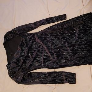 H:ours back velvet sparkle mini dress